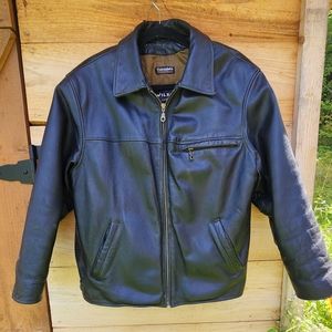 Vintage 90s Wilson's leather motorcycle jacket - lined -  Men's M